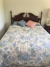 Queen bed set w/ cherry wood headboard