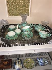 Beautiful turquoise colored tea set.