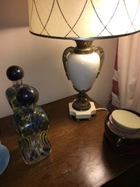 Fabulous urn style lamp with 50's era shade.