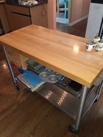 Gorgeous, useful & quality butcher block & stainless steel moving kitchen island by Cucina Americana - John Boos & Co.