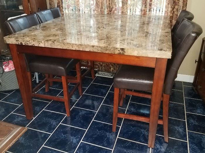 Bistro kitchen table and four chairs (stone top)