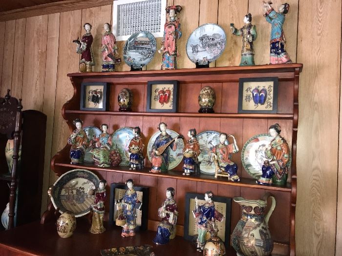 Large Collection of Vintage Signed Porcelain Chinese Ladies  -  Very fine details on face, fingers, earrings and costumes.  (Some are As Is - Very Delicate) 