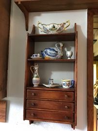 Cushman hanging wall rack No. 3-45 and some Quimper Pottery 