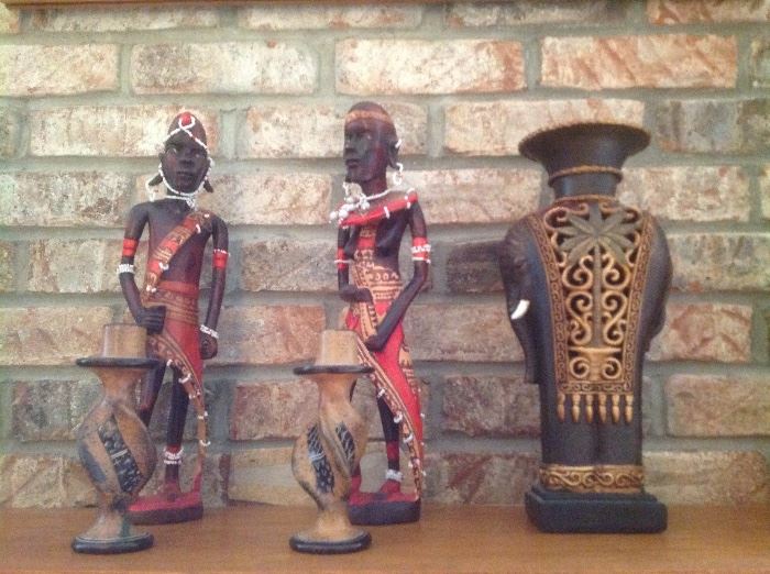 Vase and pair of tribal men