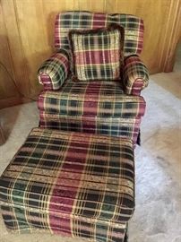 PAIR OF CLUB CHAIRS WITH OTTOMAN