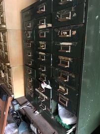 Vintage Industrial workshop parts cabinets.