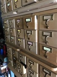 Library card catalog stacking cabinets.
