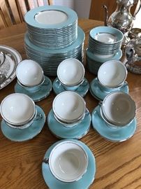 Beautiful china set in a lovely shade of aqua by Castleton China (Castleton Turquoise) 