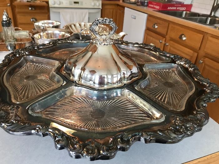 Silver plate serving dish 