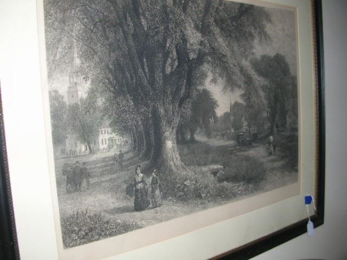 "The Village Elms" print by William Pate, NYC, 1878