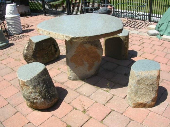Stone table and seats