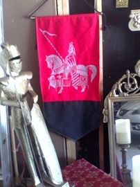 Medieval knight (Red/black) and Unicorn blue/silver (not shown) banners  