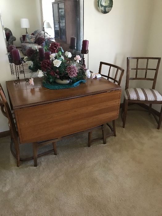 Midcentury modern drop leaf table and chairs