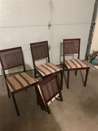 Folding midcentury chairs with cane back - sturdy