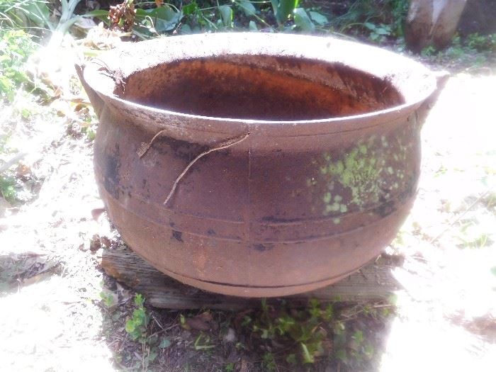 Large cast iron cauldron
