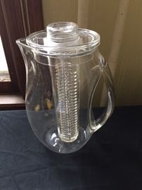 Juice Pitcher With Center Ice Holder.