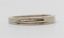 14K White Gold Ribbed Wedding Band
