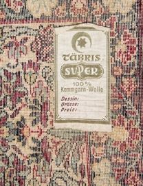 Vintage Tabris Super 100% Kammgarn Wool Rug