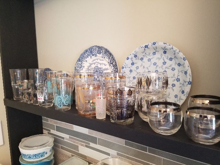 bar glasses and plates