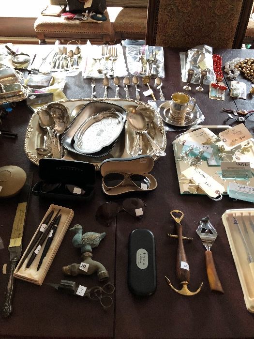 nautical items, fountain pens, duck head faucett, aviator glasses both Marchand and Ray Ban - (Sterling silver is no longer available) 