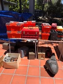 Tools and Tool boxes and a chain saw