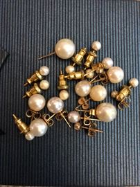 Pearl earrings!  Some real, some not!