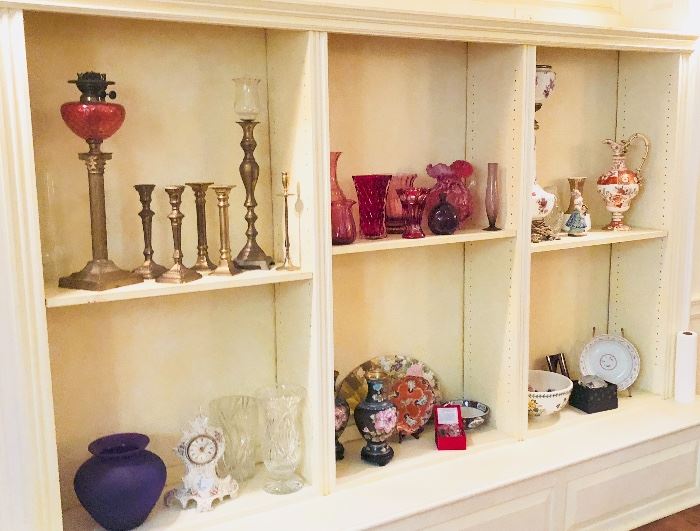 Some of the antique & vintage glassware, porcelain, cloisonné, etc. 