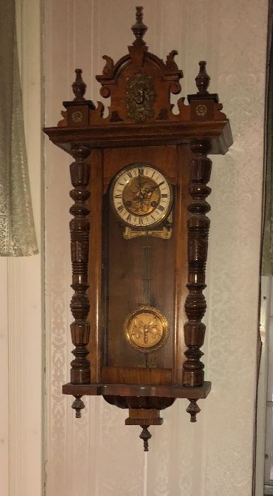 Antique clock - completely refurbished in 1990s.  Antique and Art Nouveau elements, key, etc. 