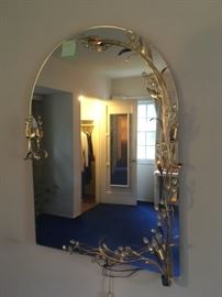 Vintage Hollywood Regency mirror with trim