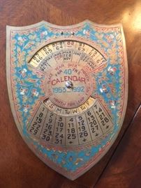 Vintage 1950's metal calendar 