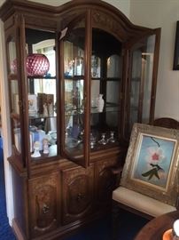 •	Pair of Hollywood Regency crystal and marble table lamps , original art, oil painting