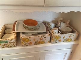 vintage 1960s dishes in original boxes