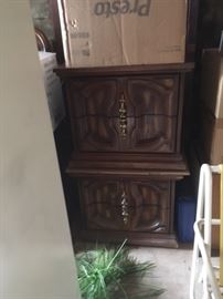 Hollywood Regency side tables with matching dresser