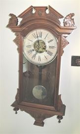 Walnut wall clock circa 1880s.