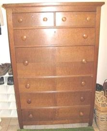 Oversize oak seven drawer dresser.