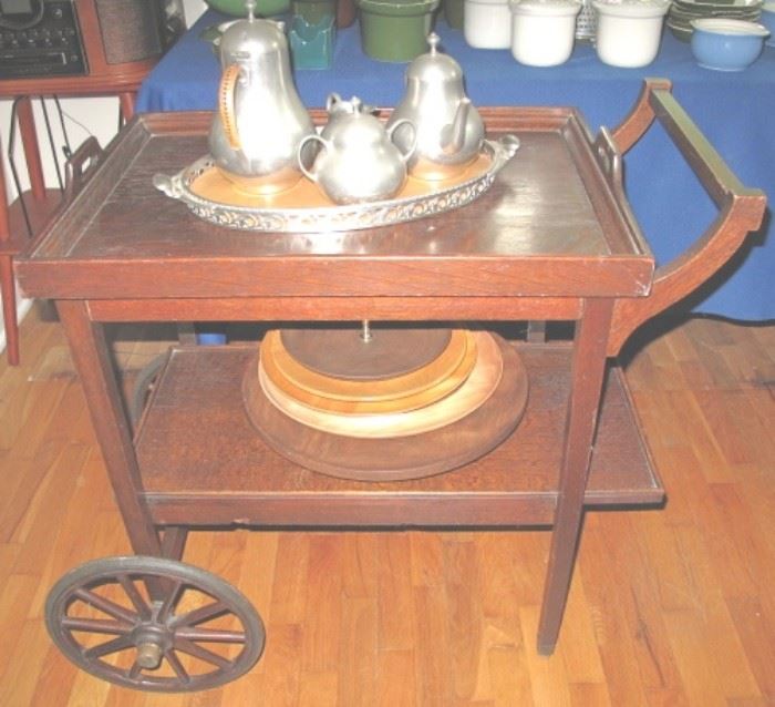 Oak tea cart.