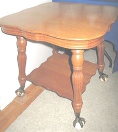One of the best oak parlor tables I have seen with gigantic ball and claw feet.