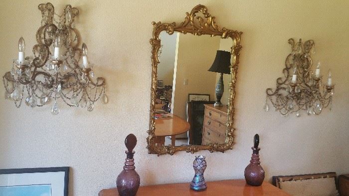 gorgeous gilt mirror and glass ware