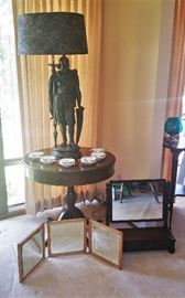amazing lamp - drum table - mirrors - cream soup bowls