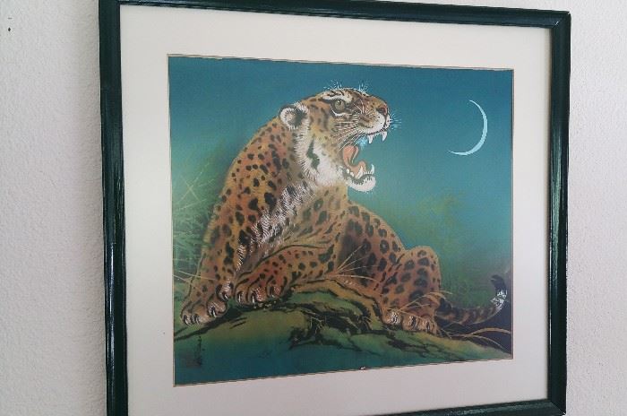 jaguar painting on silk