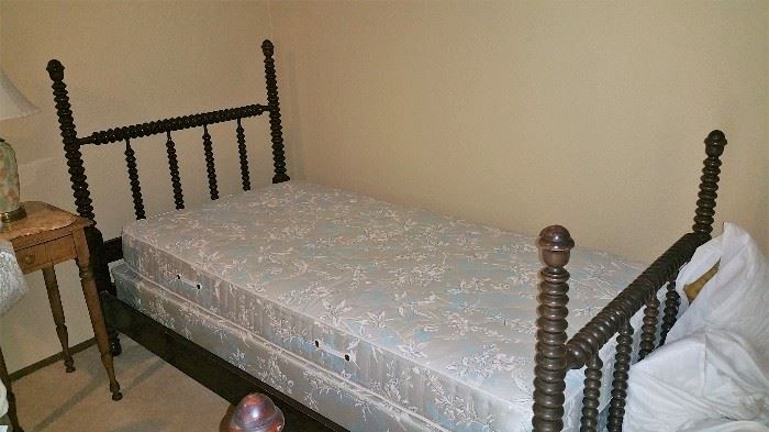 antique spool bed #2, mattress/boxspring #2