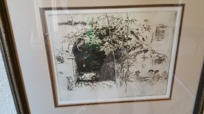 original etching with impossible to read signature