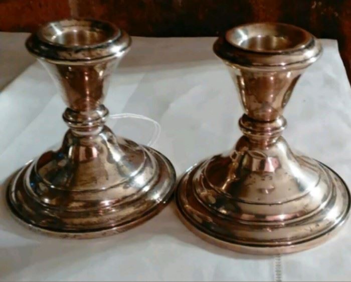 Sterling Silver pair of Candle Holders Rank M Whiting & Co 2001N