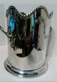 Silver-plate Ice bucket - wine cooler + handles. Good condition