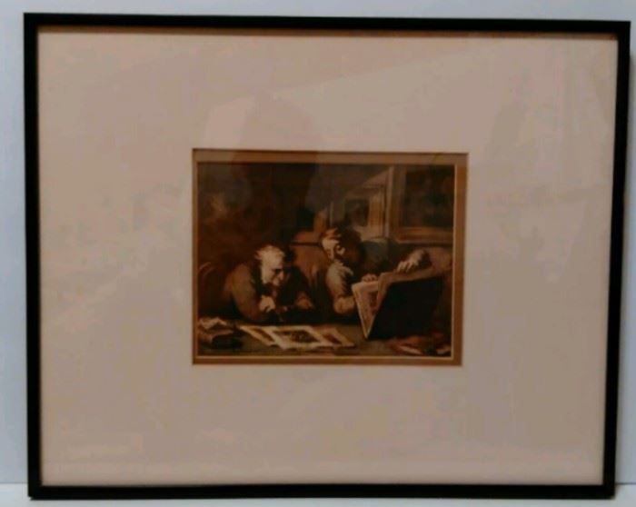 H Daumier artist & printer matted & framed print