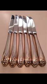 set of 6 stainless steel & silver knives