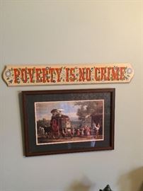 Poverty is No Crime -interesting wall hanging