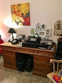Pine Desk - Casio Cash Register - Panasonic Fax