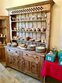 Beautiful Pine Hutch - Desert Rose China and Glasses