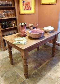 Pine Dinette Table -  Pottery - Porcelain